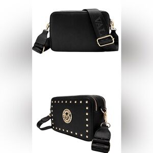 Valentino Orlandi Black Crossbody Bag with Gold Studs
